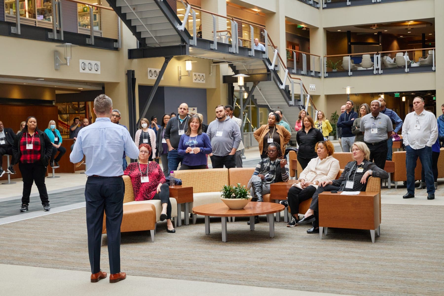 Speaker addressing attendees at a corporate event in Winston-Salem, photographed by Lenny J Media